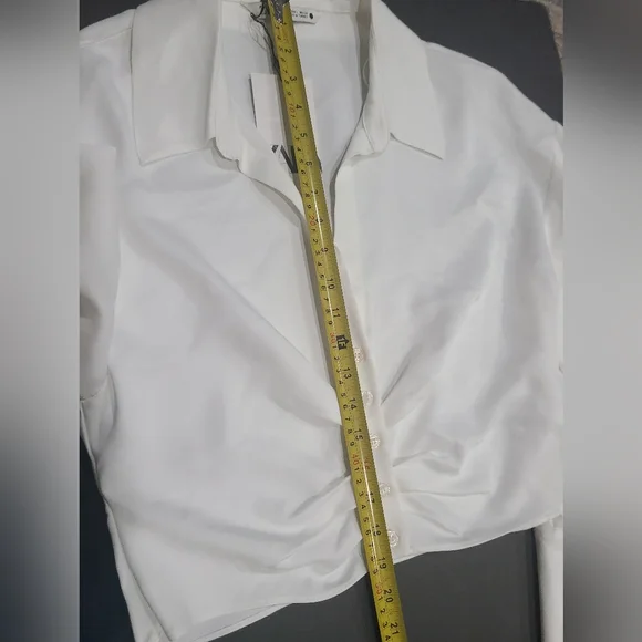 NWT Zara Elegant White Women's Blouse Size L cropped - Picture 9 of 12